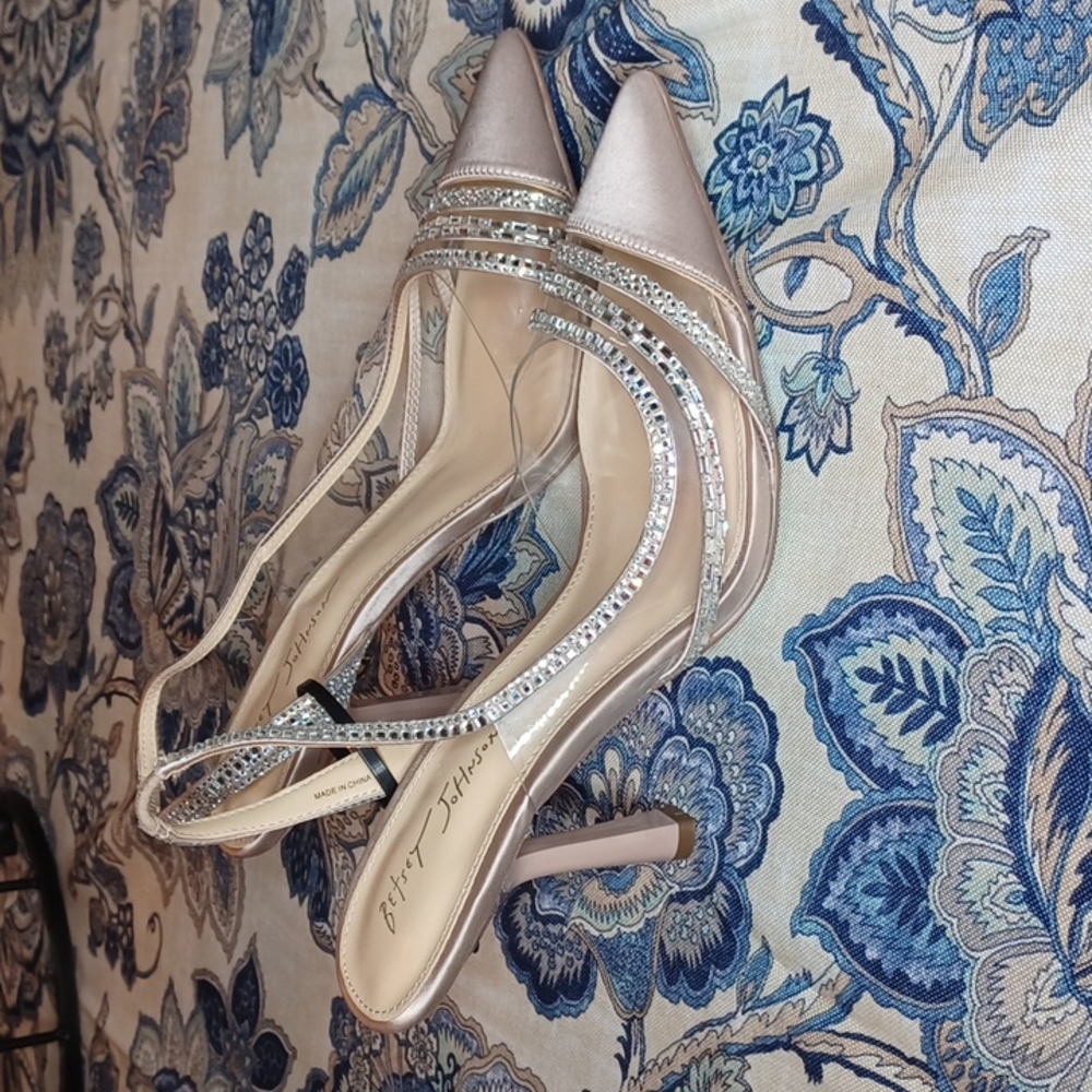 Blue by Betsey Johnson Dora Satin Rhinestone Slingback Dress Pumps SZ 11 New - Picture 10 of 15